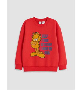 LCW Kids Kırmızı Garfield Baskılı Erkek Çocuk Sweatshirt
