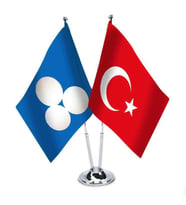 Büyük Timur İmparatorluğu ve Türkiye - İkili Saten Masa Bayrağı