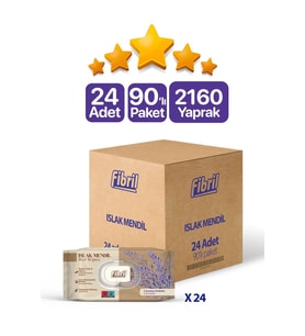 Yeni Lavanta Kokulu Islak Mendil 24x90 Pk 2160 Yprk Doğal esans
