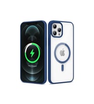 Apple iPhone 12 Pro Uyumlu Kılıf M-safe Wireless Şarj Özellikli Silikon Zore Ege Kapak (Mavi)