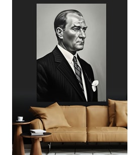 Mustafa Kemal Atatürk'Ün Portresi Dekoratif Kanvas - Mdf Ahşap Tablo