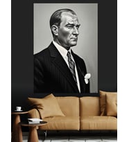 Mustafa Kemal Atatürk'Ün Portresi Dekoratif Kanvas - Mdf Ahşap Tablo