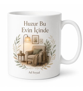 Oturma Odası Dekoratif Baskılı Kupa Bardak Porselen Hediye Özel Tasarım