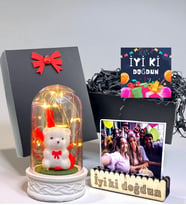 Kişiye Özel Doğum Günü Hediyesi Fotoğraflı Led Işıklı Biblolu Fanus - Hediye Kutusunda (Model 7)