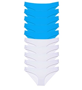 Mulvxbrf Brf02 10 Adet Süper Eko Set Likralı Kadın Slip Beyaz Mavi (Mulvix)