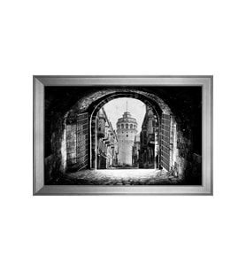 Eski İstanbul Motifli Kanvas Tablo 50 x 70 cm Silver Çerçeve