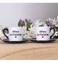 Eltimin ELTİSİYİM Tasarımlı ve İsme Özel 2'li Türk Kahvesi Fincan Takımı