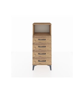Arges Komodin Tek Raflı 4 Çekmeceli 44x30x106 Çam-Çam