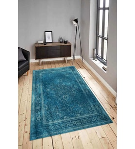 Dijital Baskılı Yıkanabilir Kaymaz Modern Renkli Salon Halısı Mutfak Halısı Yolluk ND-HY-1343 (Mavi)