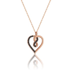 Kalp ve Sonsuzluk Kolye 925 ayar Gümüş Kolye Rose-Gold Renk Tek Ebat Beden