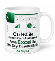 İsme Özel Excel Sihirbazı Yazılı Komik Kupa Bardak Hediye