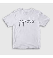 Presmono Unisex Çocuk Beyaz Meow Cat Kedi T-Shirt 407440tt (Beyaz)