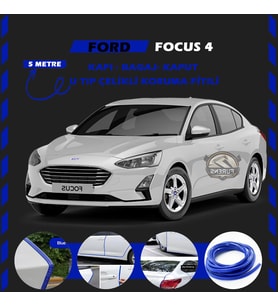 Ford Focus 4 Oto Araç Kapı Koruma Fitili 5metre Parlak Mavi Renk