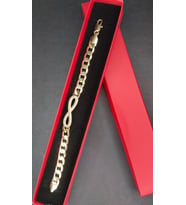 Özel Tasarım  Gold Zirkon Taşlı Çelik Bileklik 18K Altın Kaplamalı (Altın-Gümüş)