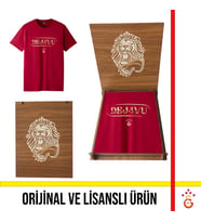 Galatasaray Lisanslı 26 Şampiyonluk Dejavu Kırmızı Tshirt Aslan Ahşap Kutulu