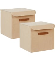 2'li Jüt Keten Kumaş Kutu Set 30 x 30 x 30 cm