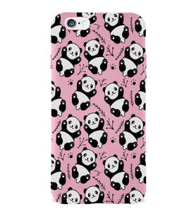Apple iPhone 6s Plus Uyumlu Lansman Kılıf Panda Tasarımlı İçi Kadife Kapak-Pembe (Şeffaf)