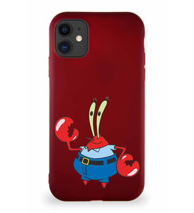 Apple iPhone 11 Soft Premier Kapak Bay Yengeç Tasarımlı Silikon Kılıf - Mürdüm (Şeffaf)