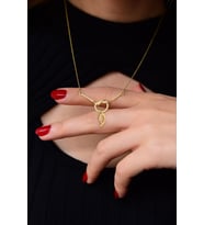 925 Ayar Gümüş Gold Kaplama D Harfli Düğüm Kolye
