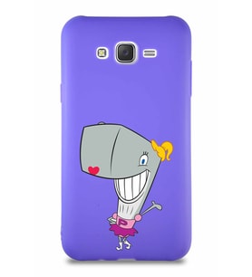 Samsung Galaxy J7 Soft Premier Kapak Pearl Yengeç Tasarımlı Silikon Kılıf - Mor (Şeffaf)