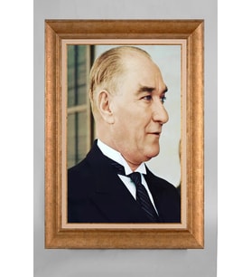 Altın Varaklı Paspartulu Çerçeveli Atatürk Tablo nt1056