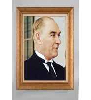 Altın Varaklı Paspartulu Çerçeveli Atatürk Tablo nt1056
