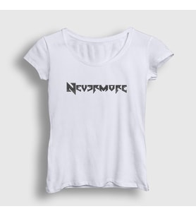 Presmono Kadın Beyaz Logo Nevermore T-Shirt 167869tt (Beyaz)