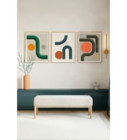 Modern Geometrik Soyut Formlar 3’lü Ahşap Çerçeveli Tablo Seti