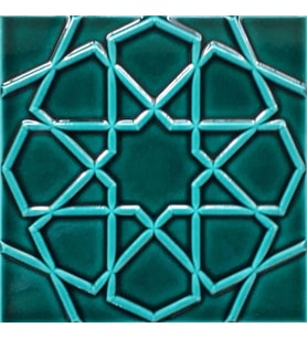 Armada Çini 20x20 Cm Rölyefli Yeşil Selçuklu Yıldızı Deseni Çini Karo