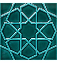 Armada Çini 20x20 Cm Rölyefli Yeşil Selçuklu Yıldızı Deseni Çini Karo