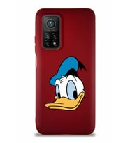 Xiaomi Mi 10T Pro Soft Premier Kapak Donald Duck-B Tasarımlı Silikon Kılıf - Mürdüm (Şeffaf)