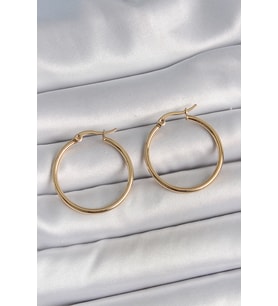 316 Çelik Gold Renk 27 Mm Halka Model Kadın Küpe - Tj-Bkp10508