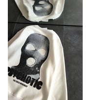 Kışlık Bisiklet Yaka Baskılı SweatShirt - Beyaz