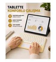 Mey İthalat® Bluetooth Kablosuz Klavye – İnce Slim Model, Tablet ve Akıllı TV Uyumlu, Sessiz Tuşlu T