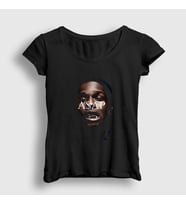 Presmono Kadın Siyah ASAP Rocky T-Shirt 152919tt
