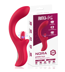 PRIME TOYS Nora Şarjlı 2 in 1 Klitoris G Nokta Uyarıcı Dönen Dil Hareketli Kavisli Vibratör