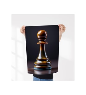 Çerçevesiz Poster  Ahşap Satranç Piyonu Posteri  Yüksek Çözünürlüklü Dijital Baskı (Çok Renkli)