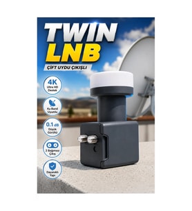 4K Ultra HD Twin LNB 0.1 dB Çift Çıkışlı Ku Band Uydu LNB