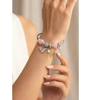Arı Figürlü ve Forever Detaylı Silver Pembe Bijuteri Kelepçe Bileklik