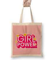 Girl Power Text Design Bez Çanta Uzun Saplı