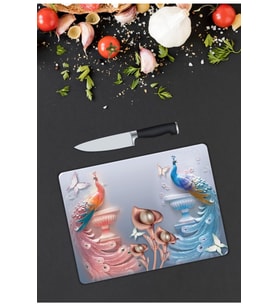 Tavuskuşu  Cam Kesme  ve Sunum Tahtası  25 Cm X 35 Cm