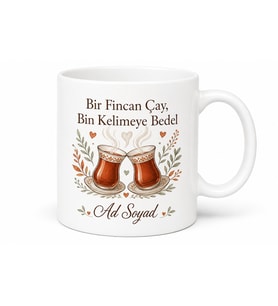 Kişiye Özel Çay Arkadaşı Baskılı Kupa Bardak Samimi Hediye