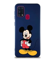 Samsung Galaxy M31 Soft Premier Kapak Mickey Mouse-E Tasarımlı Silikon Kılıf - Lacivert (Şeffaf)