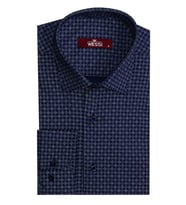 Damask Desenli Slim Fit Uzun Kollu Mavi Erkek Gömlek - Wessi (Lacivert)