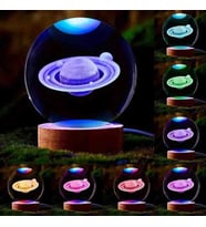 Wolawood Kristal Cam Kar Küresi 3D Renk Değiştiren Rgb'li Doğal Ahşap Standlı USB Kablolu LED Işıklı Lamba Seti Konsept Dekoratif Hediyelik Eşya Top Dekor Özel Premium Seri