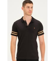 T8585 DEWBERRY ERKEK T-SHIRT-SİYAH-CAMEL