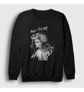 Presmono Unisex Siyah Born This Way Müzik Lady Gaga Sweatshirt 474058tt