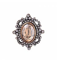 Aşina Gümüş - Swarovski Taşlı Sarı Topaz Elmas Montür Broş Sevgiliye Hediye