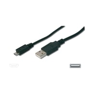 USB 2.0 Bağlantı Kablosu, USB A Erkek - micro USB B Erkek, 1.80 metre, AWG 28, UL, siyah renk