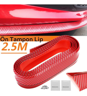 Roichil® Kırmızı Renkli 2,5 Metre Araba Oto Ön Tampon Koruyucu Kauçuk Pratik Tampon Şerit Bant Döşeme